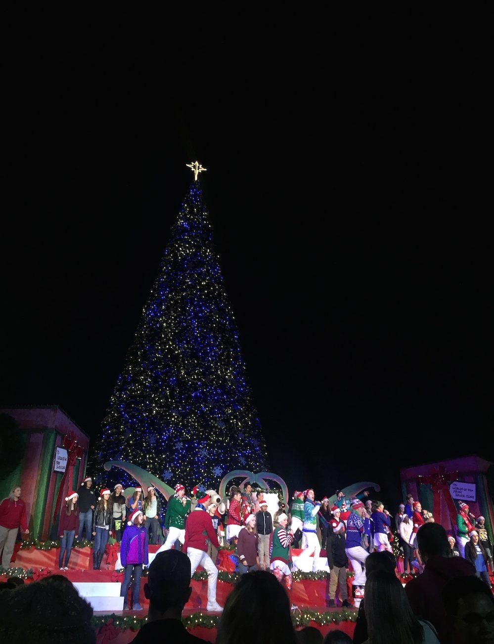 Official tree lighting ceremony at Worlds of Fun's WinterFest in Kansas City, Missouri