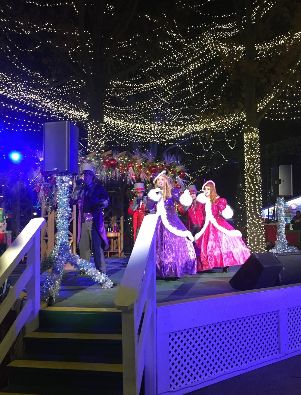The Jingle Jazz ensemble performing at at Worlds of Fun's WinterFest in Kansas City, Missouri