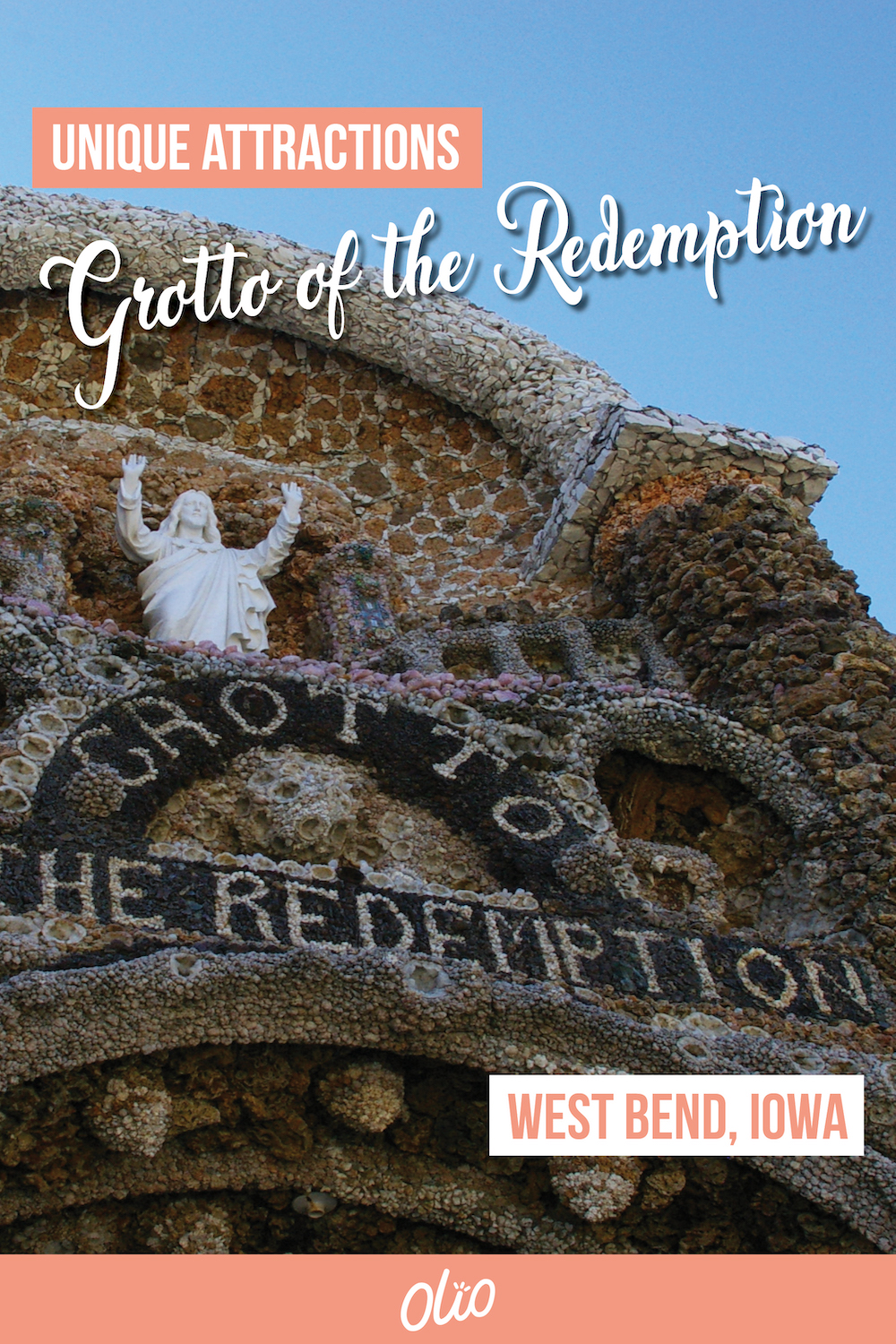 Located in West Bend, Iowa, the Grotto of the Redemption has been referred to as the eighth wonder of the world. This unique attraction is constructed with an estimated $4.3 million in stones and precious gems. Construction on the grotto began in 1912 and today it is listed on the National Register of Historic Places, attracting more than 100,000 visitors every year. #Iowa #RoadsideAttractions