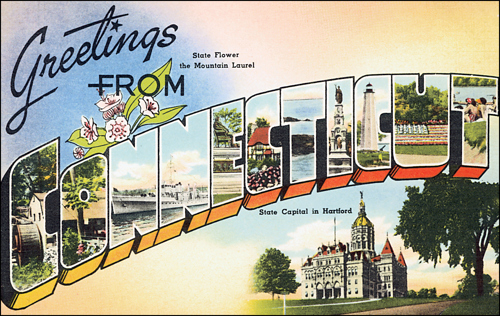 Greetings from Connecticut postcard