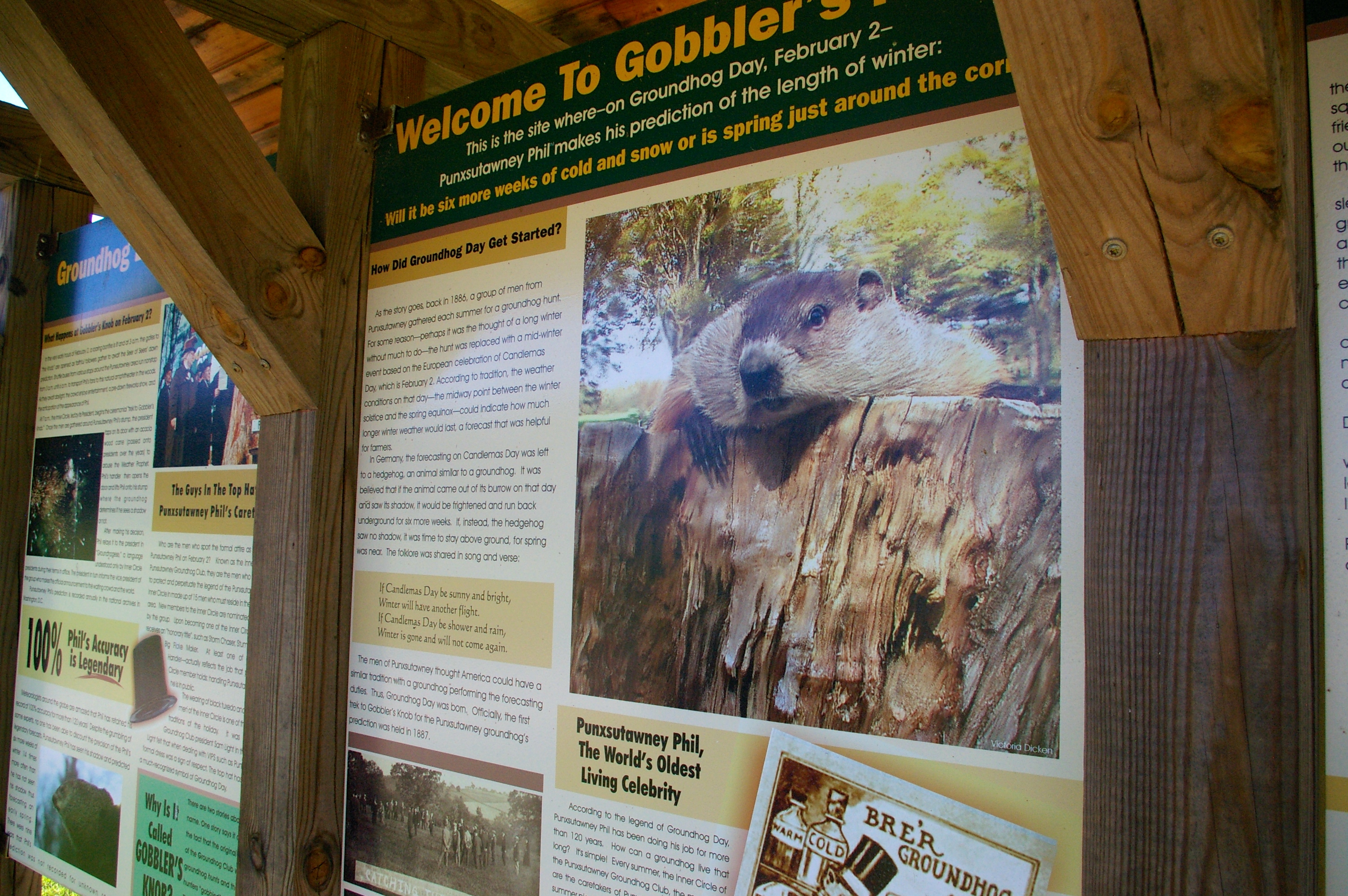 Signage describing Groundhog Day at Gobbler's Knob in Punxsutawney, Pennsylvania