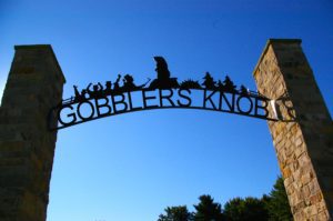 Stone archway that says Gobblers Knob in Punxsutawney, Pennsylvania