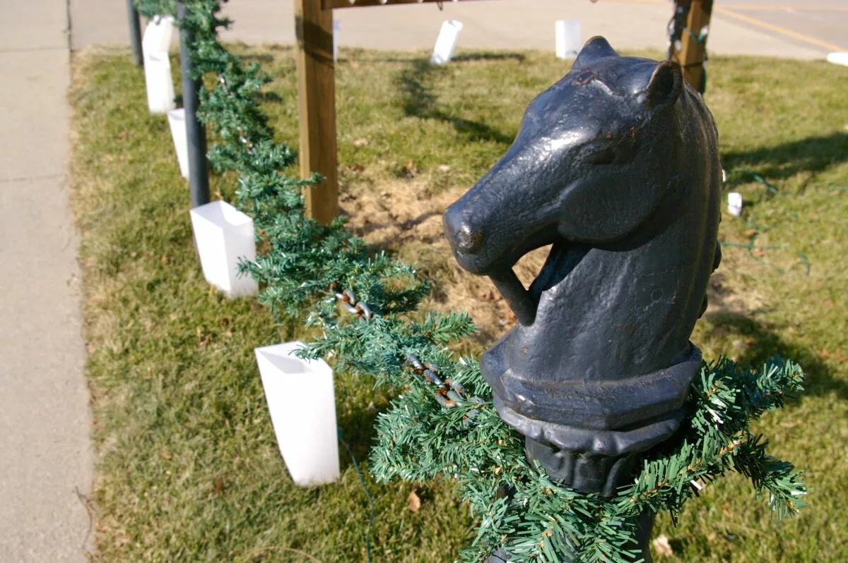 Horse head hitching post at the Amana Colonies in Amana, Iowa
