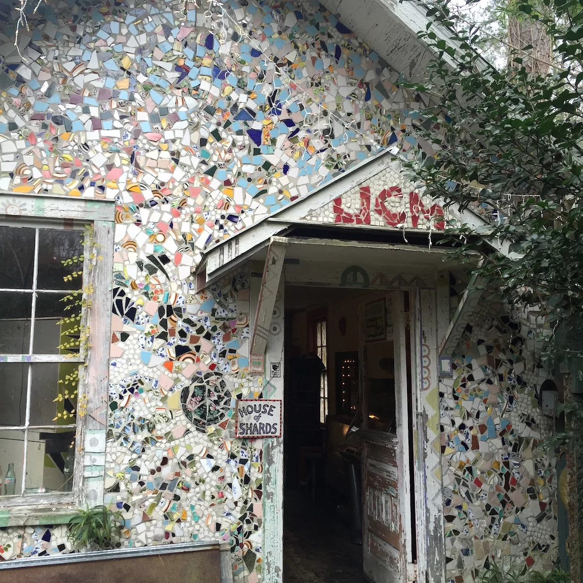 Exterior of the House of Shards at the Abita Mystery House in Abita Springs, Louisiana