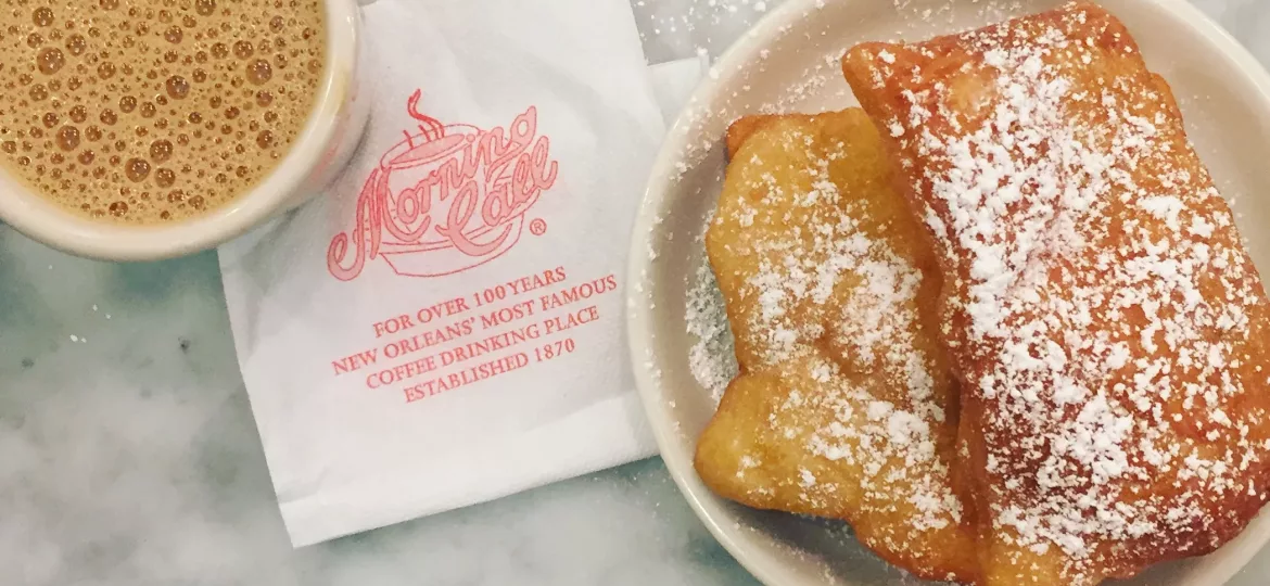 Beignets and coffee from Morning Call Coffee in New Orleans, Louisiana