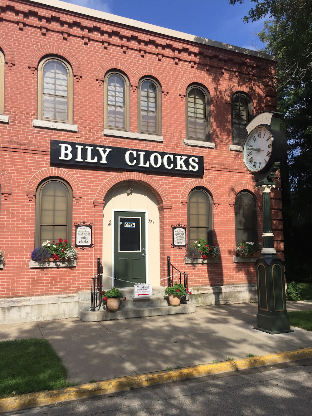 Exterior of the Bily Clocks Museum in Spillville, Iowa