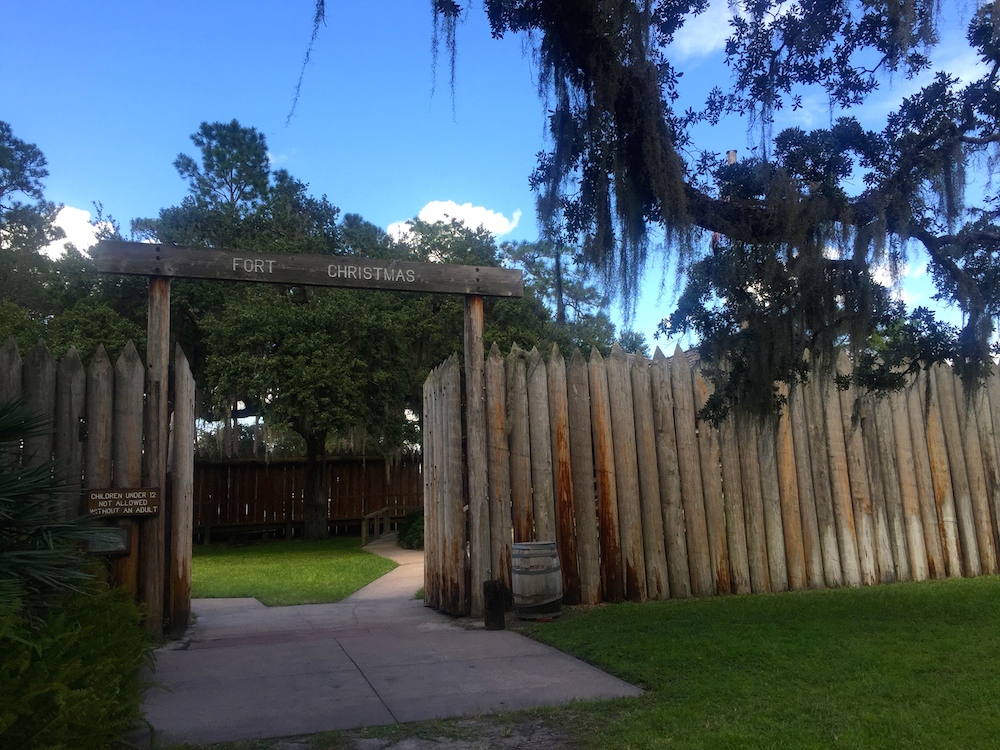 Exterior gate of Fort Christmas in Christmas, Florida