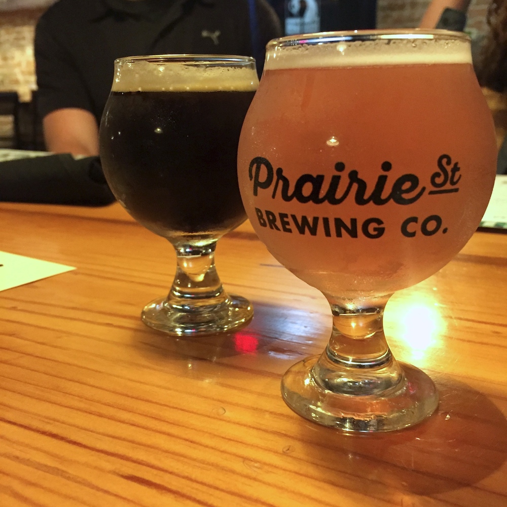 Beer samples at Prairie Street Brewing Company in Rockford, Illinois