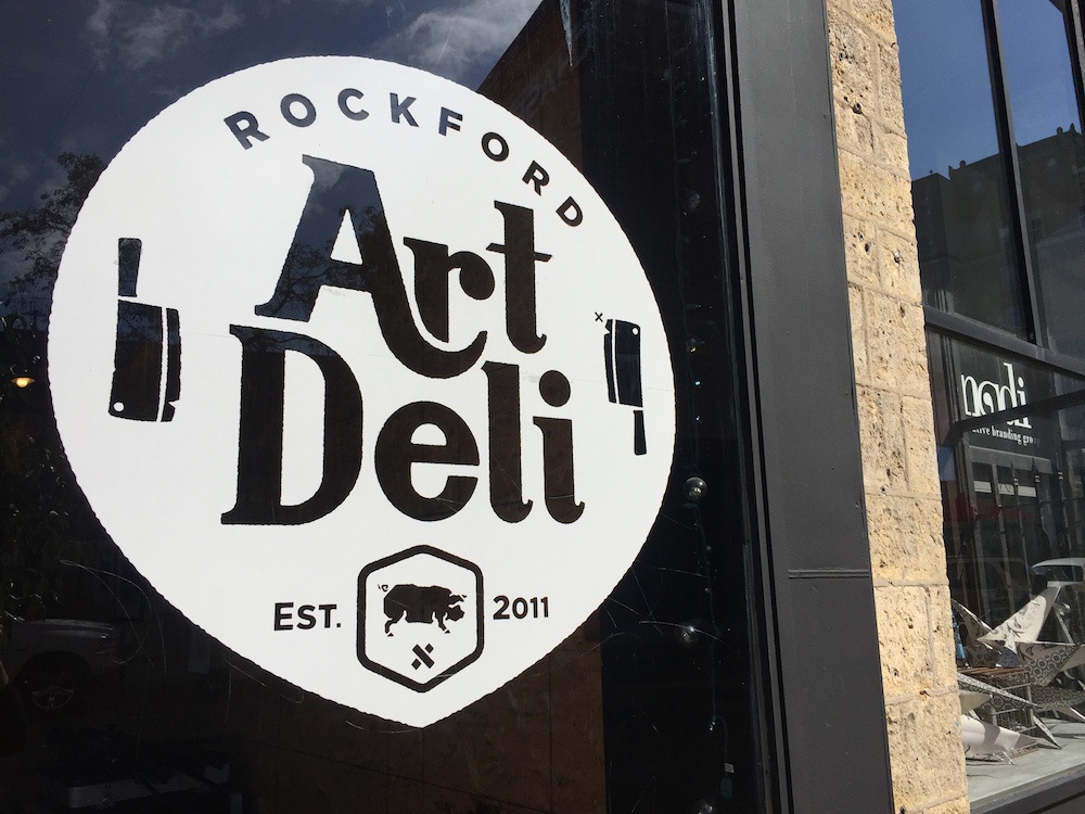 Rockford Art Deli exterior window in Rockford, Illinois