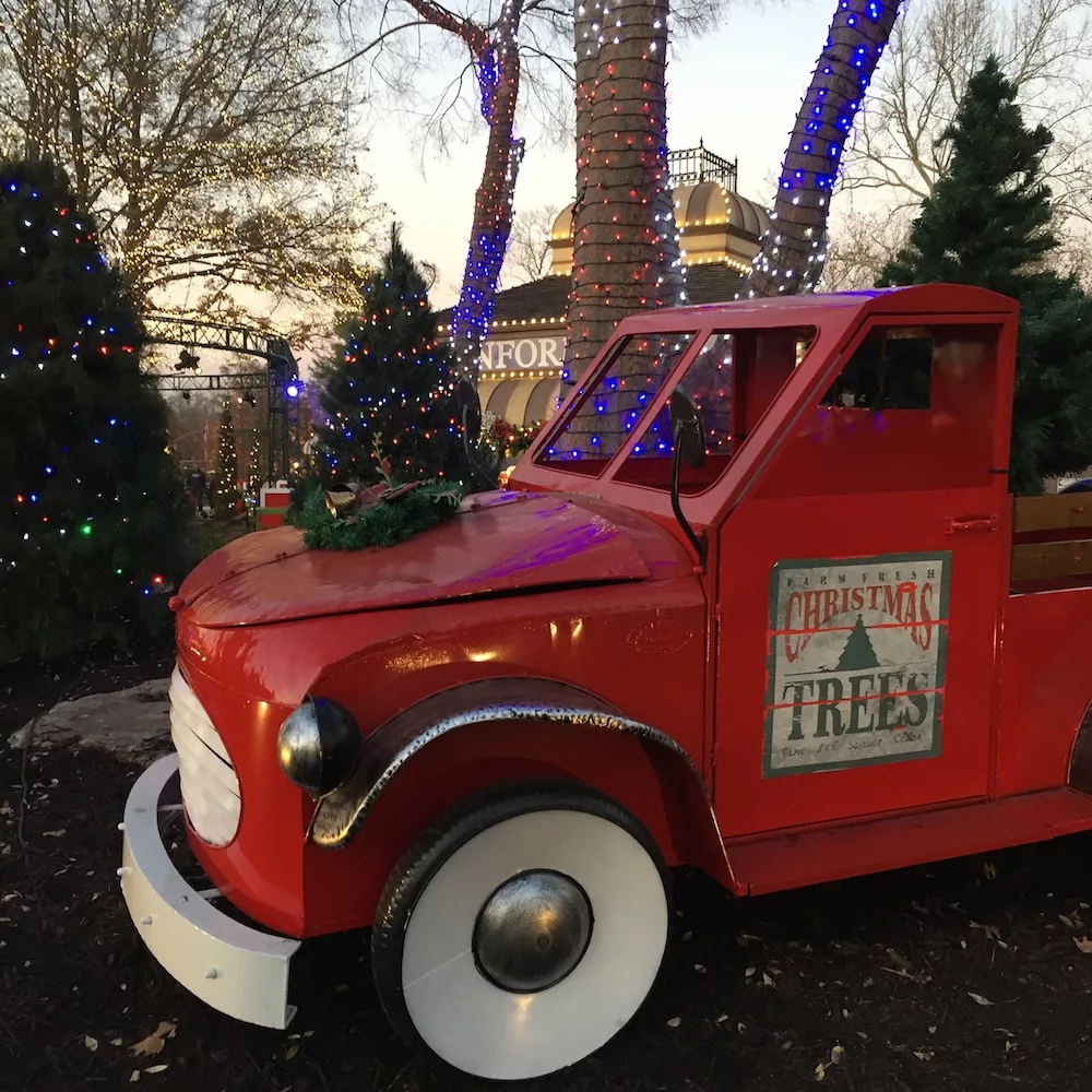Christmas Tree truck at WinterFest at World's of Fun in Kansas City, Missouri