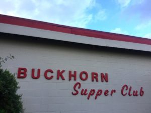Exterior signage of the Buckhorn Supper Club in Milton, Wisconsin
