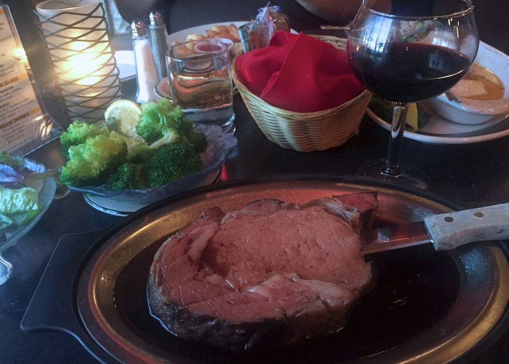 Prime rib at the Buckhorn Supper Club in Milton, Wisconsin