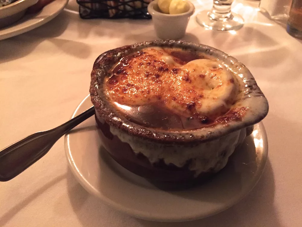 French Onion soup at The 615 Club in Beloit, Wisconsin