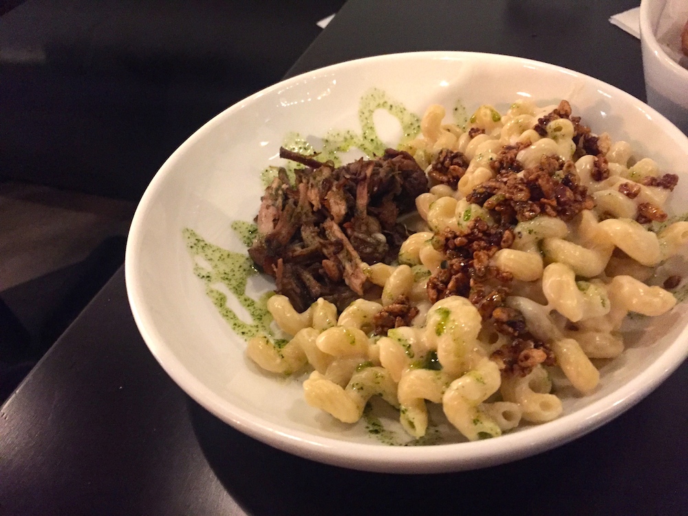 Mac and cheese with jerk pork at Lark in Janesville, Wisconsin