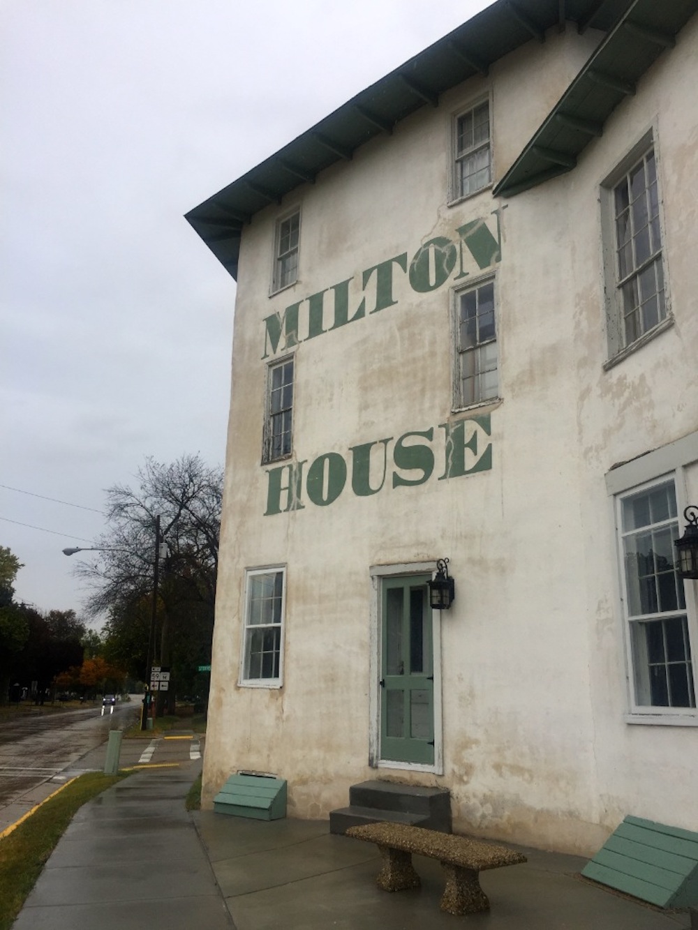 White exterior of the Milton House Museum near Janesville, Wisconsin