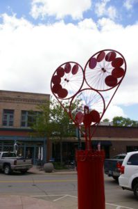 Heart sculpture made of bike parts along the SculptureWalk in downtown Sioux Falls, South Dakota