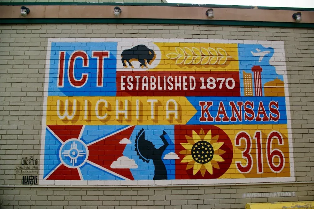 Wichita inspired mural in the Douglas Design District in downtown Wichita, Kansas