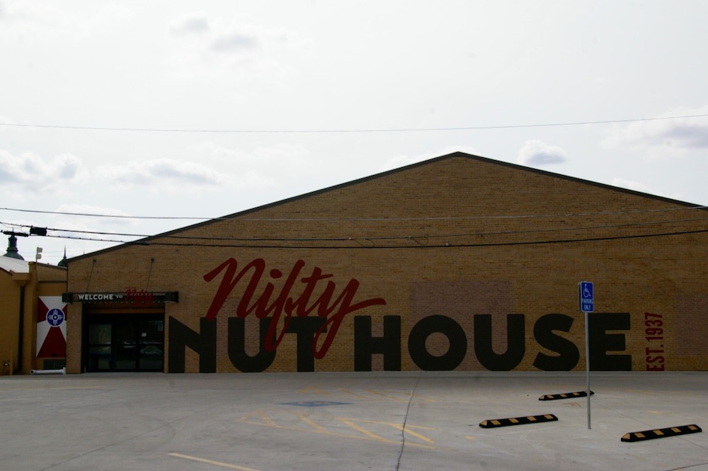 Mural on the exterior of the Nifty Nut House in Wichita, Kansas