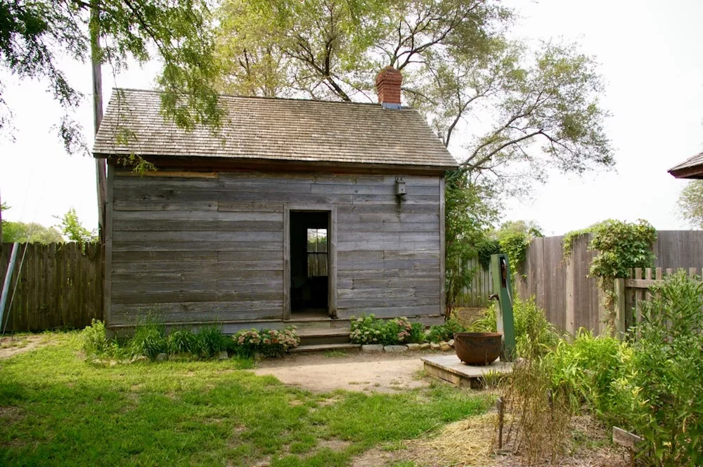 Homestead log cabin at the Old Cowtown Museum in Wichita, Kansas