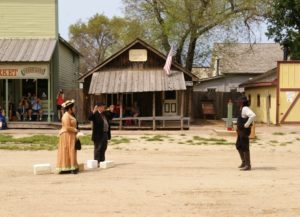 Reenactment of an Old West shootout at the Old Cowtown Museum in Wichita, Kansas