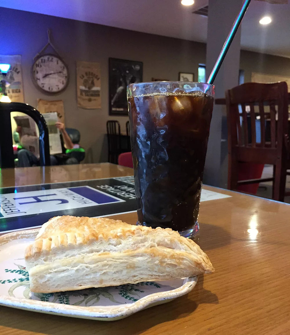 Scone and iced coffee at Jitterz Coffee in Mason City, Iowa
