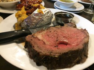 Prime rib with a twice baked potato at the Lighthouse Supper Club in Cedar Rapids, Iowa