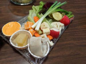 Relish tray with vegetables, cheese spread, smoked fish and more at the Redwood Steakhouse in Anita, Iowa