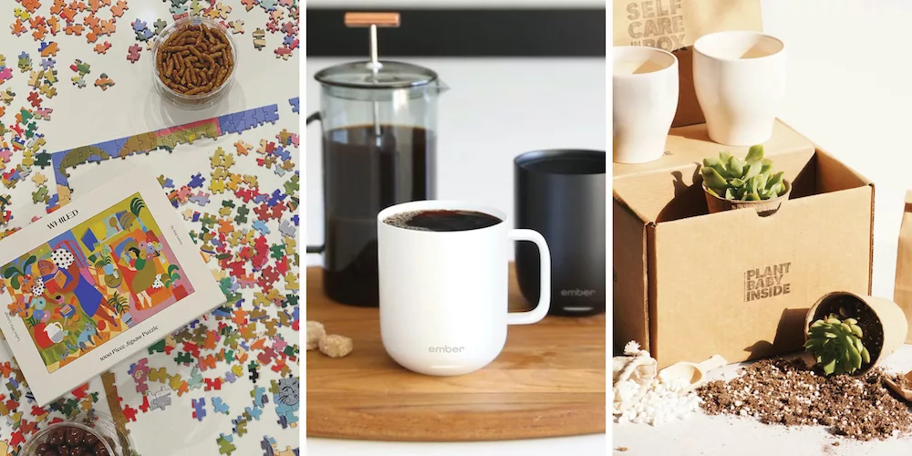 Olio in Iowa's 2020 Holiday Gift Guide: Gifts for staying at home, including Whiled puzzle, Ember mug and The Nice Plant box