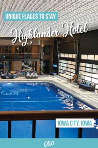 Whether you're planning a staycation or just passing through, The Highlander Hotel in Iowa City is the perfect place to stay! This former Iowa supper club is fully restored with a groovy '70s vibe complete with spacious bar, incredible indoor pool, in-room record players and more. #Iowa #IowaCity #boutiquehotel