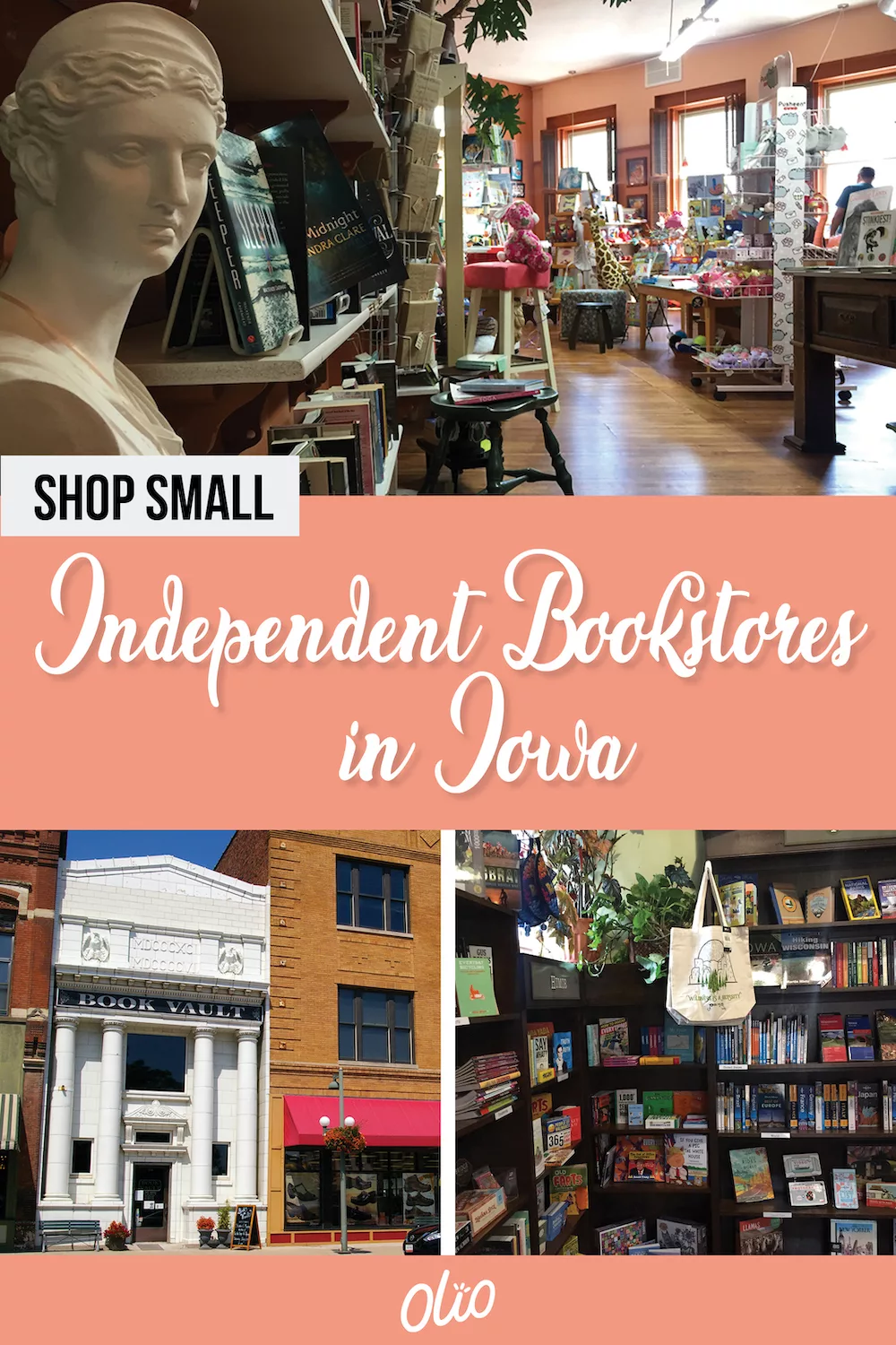Looking for your next read? Shop small by support one of these independent bookstores in Iowa! These cozy shops have books for readers of all ages and can be found across the Hawkeye state. #Iowa #Midwest