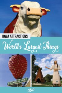 There are some many world's largest things in Iowa! From gigantic statues to odd-shaped foods, Iowa is full of road trip worthy offbeat attractions, including the World's Largest Strawberry, World's Largest Ball of Popcorn and more. #Iowa #RoadsideAttractions