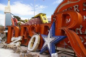 Collection of vintage neon signs at the Neon Museum in Las Vegas, Nevada
