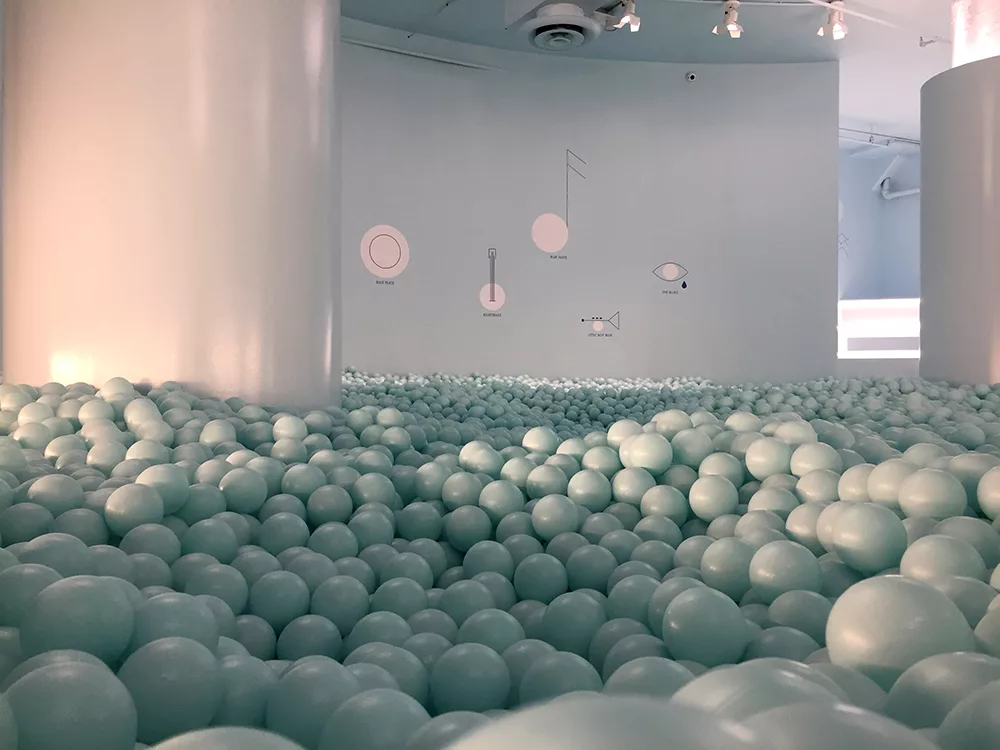 Full room ball pit at the Color Factory in New York City, New York