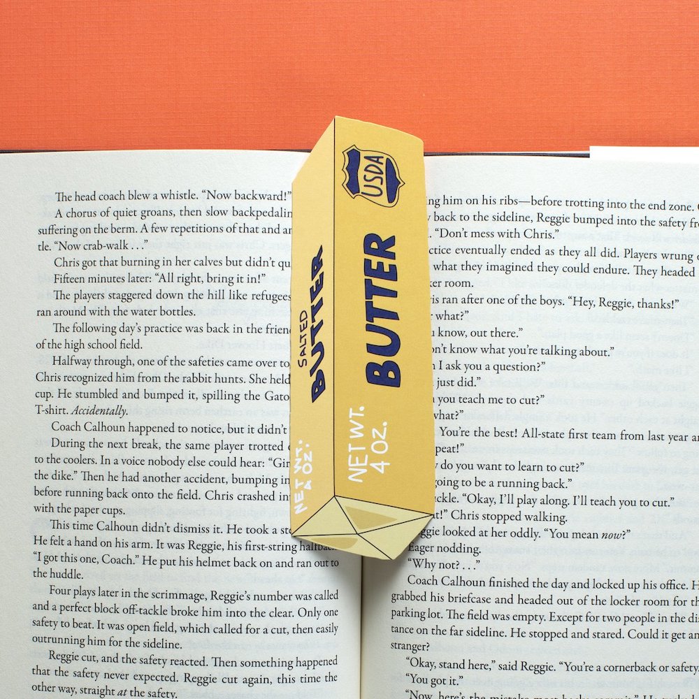 Bookmark shaped like a stick of butter