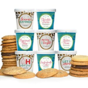 Stack of ice cream pints and cookies from eCreamery