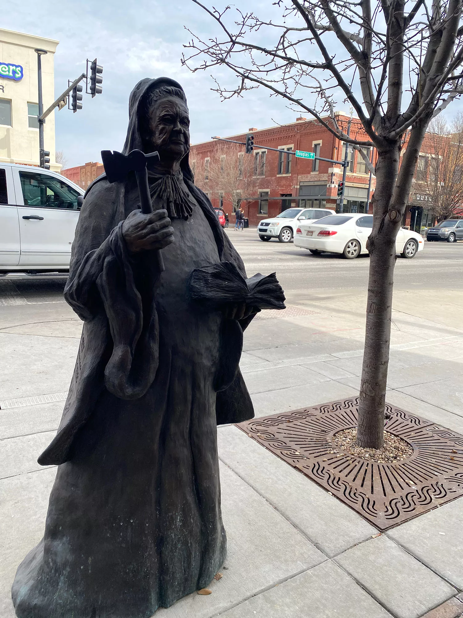 Bronze statue of Carry A. Nation in downtown Wichita, Kansas