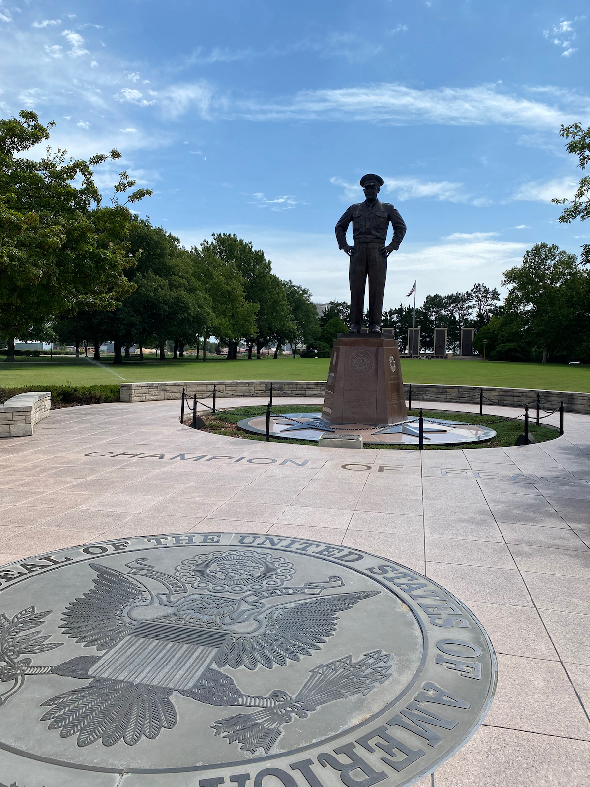 Statue of President Dwight D. Eisenhower in front of the Eisenhower Presidential Library