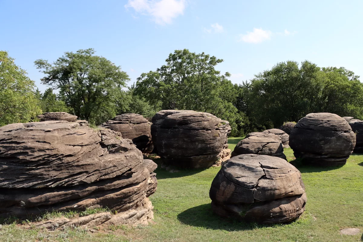 Sandstone concretions at Rock City Park in Minneapolis, Kansas