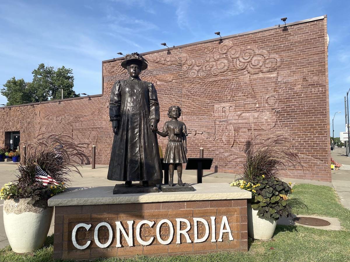 Whole Wall Mural made of sculpted brick in Concordia, Kansas