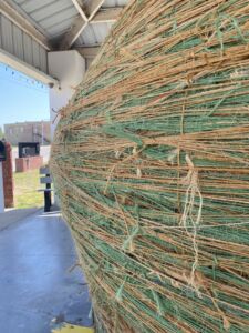 Close up view of twine at World's Largest Ball of Twine in Cawker City, Kansas