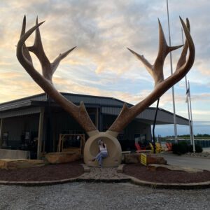 Woman sitting in Big Antlers in Casey, Illinois