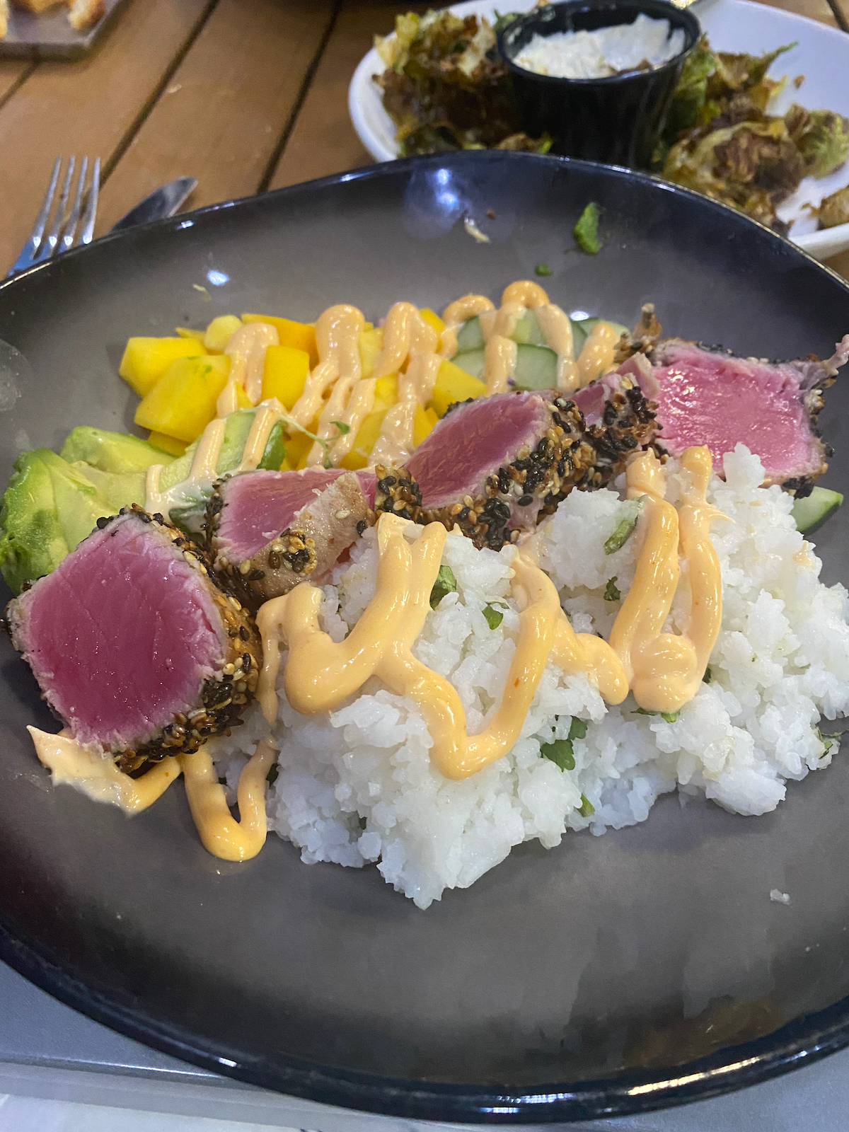 Ahi tuna bowl at drafthouse in Janesville, Wisconsin
