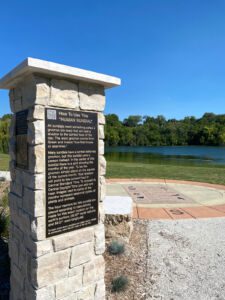 Signage for Joan and John Evans Legacy Sundial at Lions Park in Janesville, Wisconsin