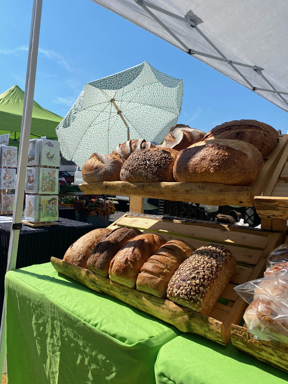 Display of bread at Janesville Farmers Market in Janesville, Wisconsin