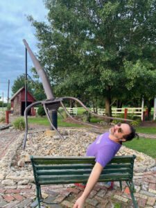 Man pretending to be stabbed by World's Largest Pitchfork in Casey, Illinois