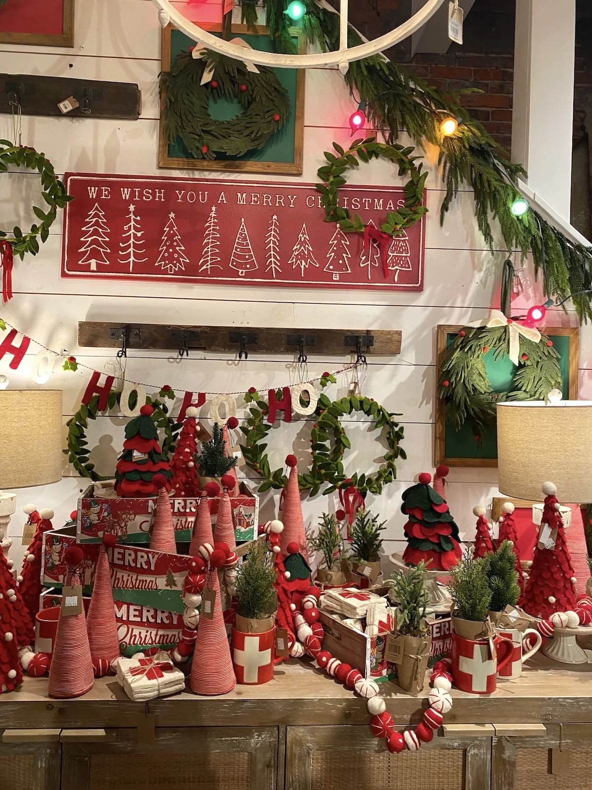 Display of Christmas decorations at Simple Treasures in Pella, Iowa