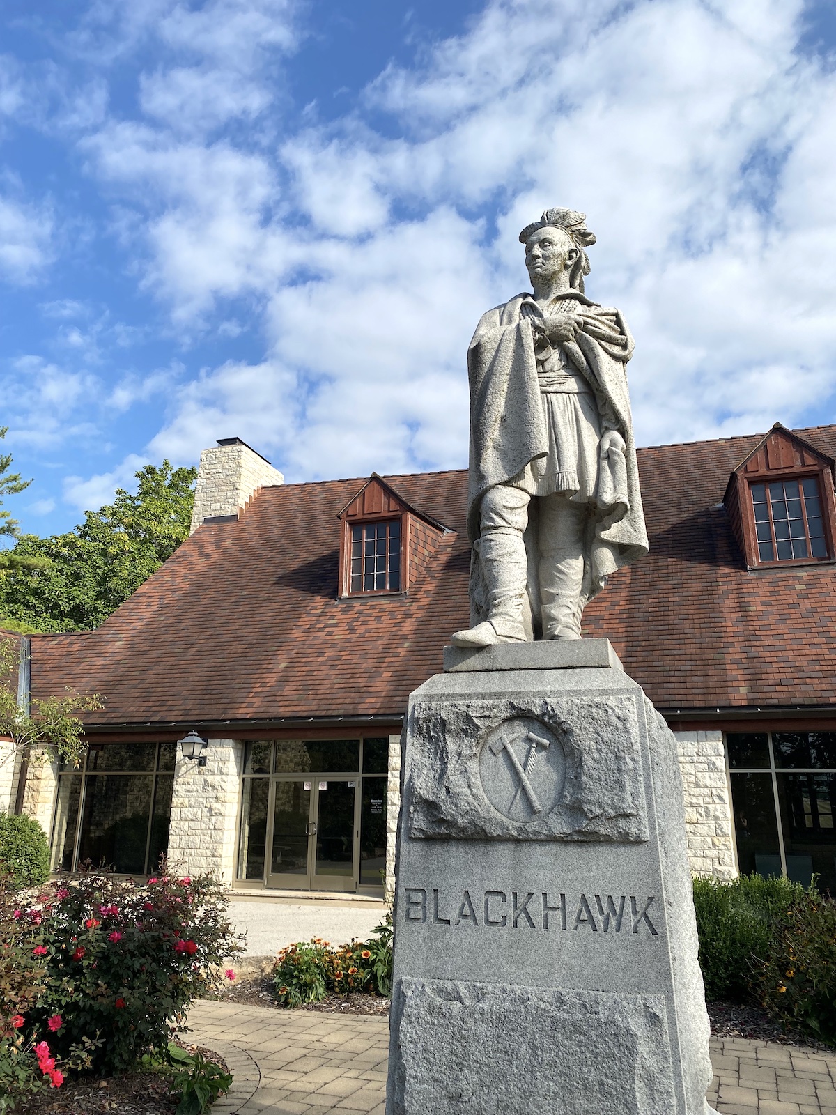 Statue of Chief Blackhawk at Blackhawk State Historic Site in Rock Island, Illinois