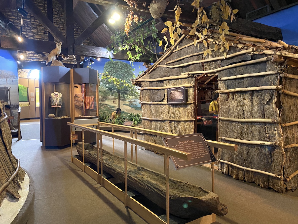 Interior museum display at Blackhawk State Historic Site in Rock Island, Illinois
