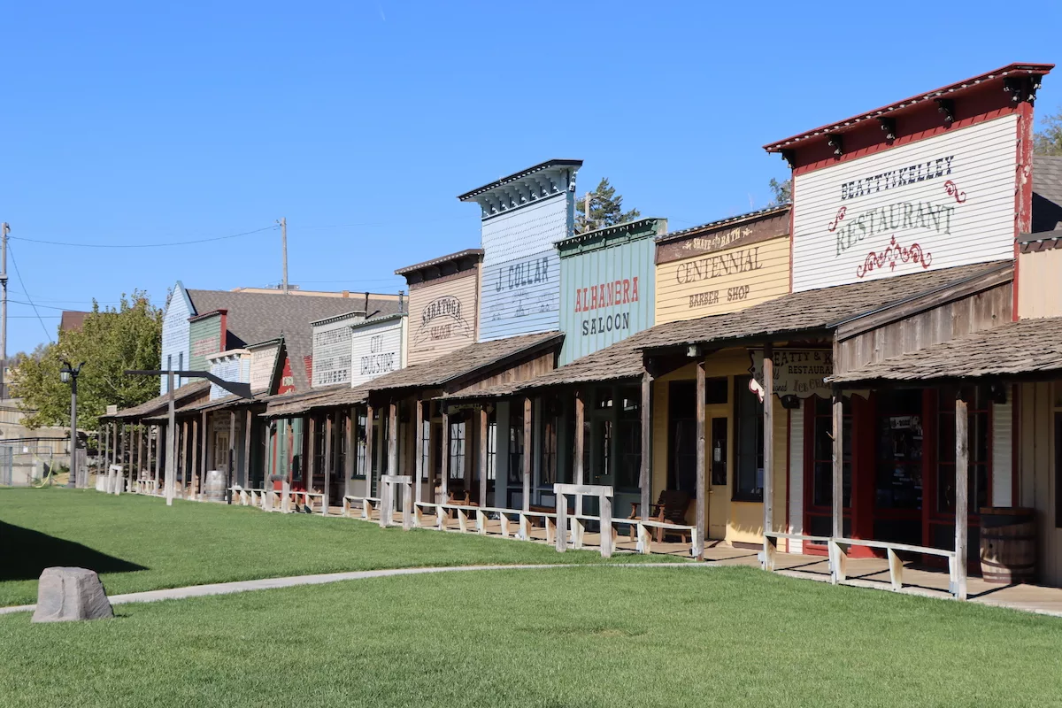 Facades of historic buildings at the Boot Hill Museum in Dodge City, Kansas