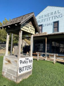 Reconstructed stand selling Prickly Ash Bitters at the Boot Hill Museum complex in Dodge City, Kansas